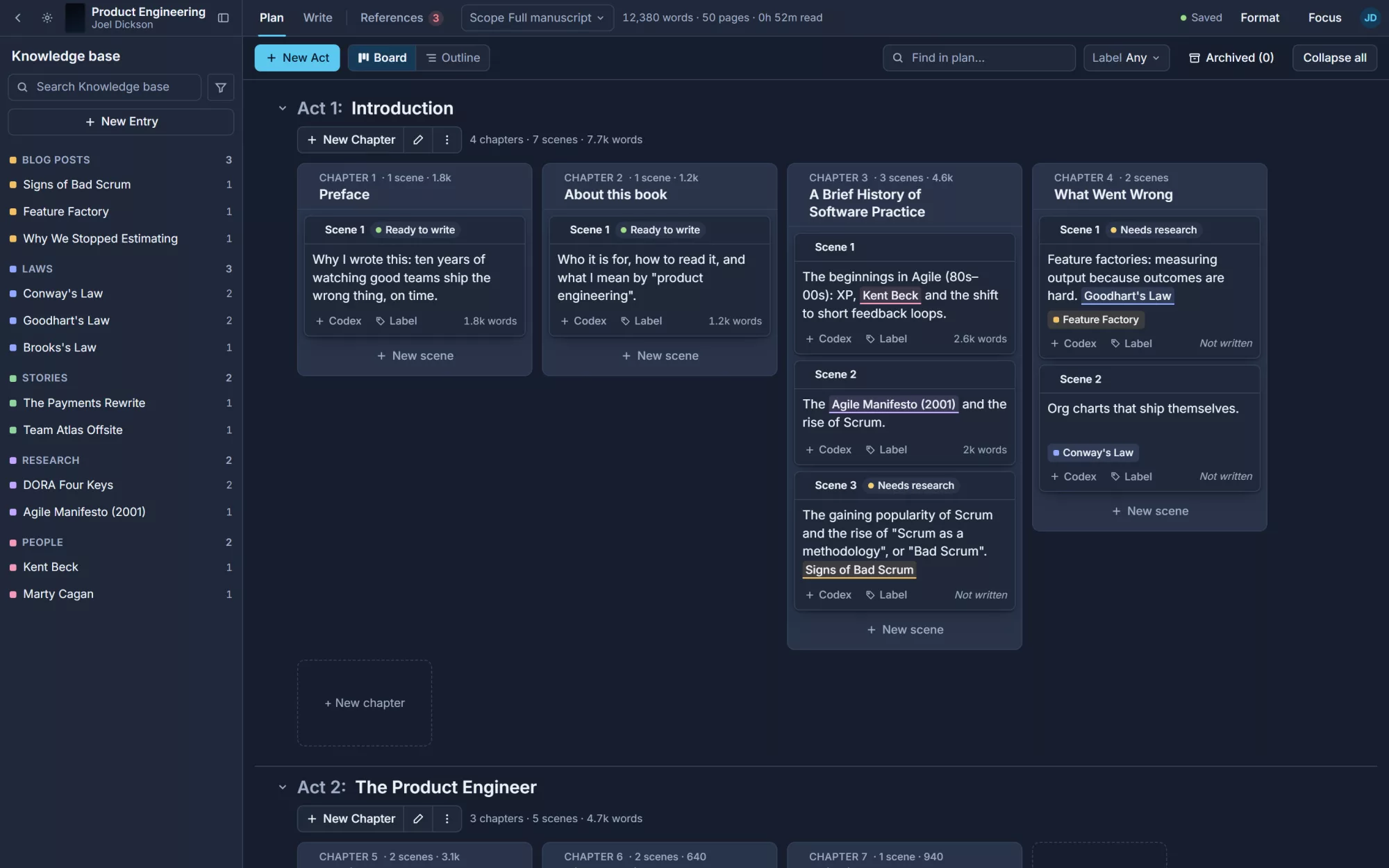 Codex Plan board, dark